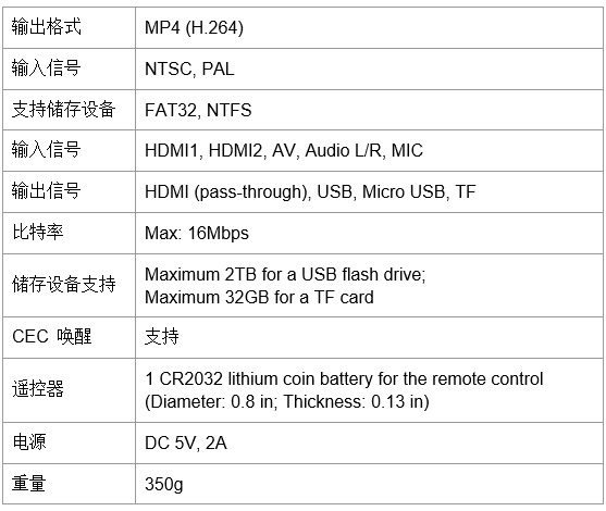 美菲特M1940 超高清4K录制盒支持HDMI/AV规格参数