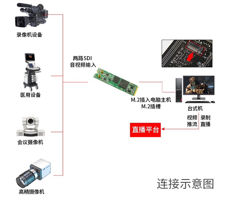 M1100M2S2高清M.2双路SDI采集卡